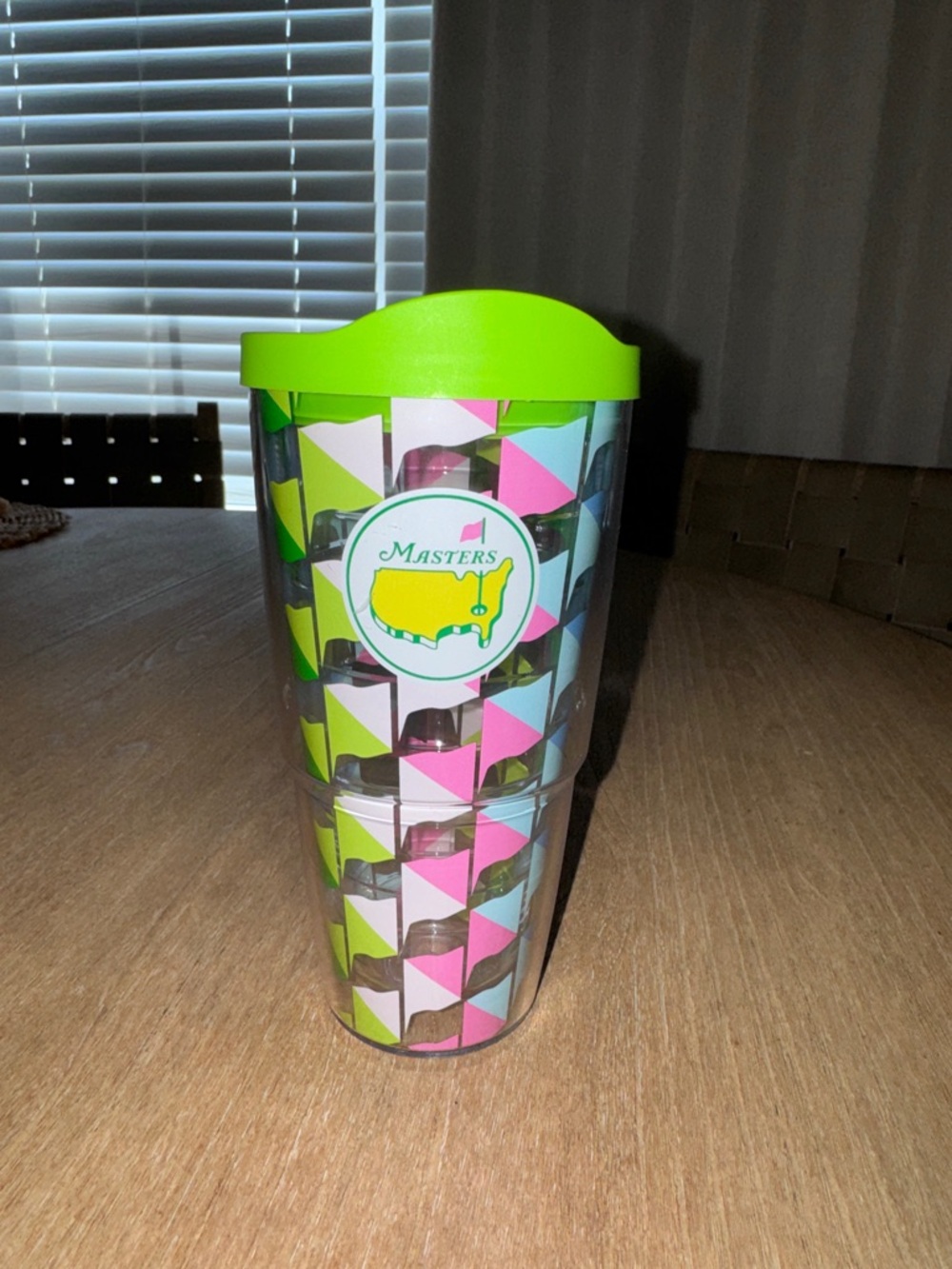 2026 Masters Pink and Green Logo Travel Tumbler with Green Lid